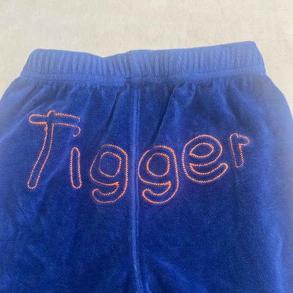 Disney - Blue Velour Joggers Elastic Cuffs Sweatpants w/ Tigger design - Picture 4 of 5